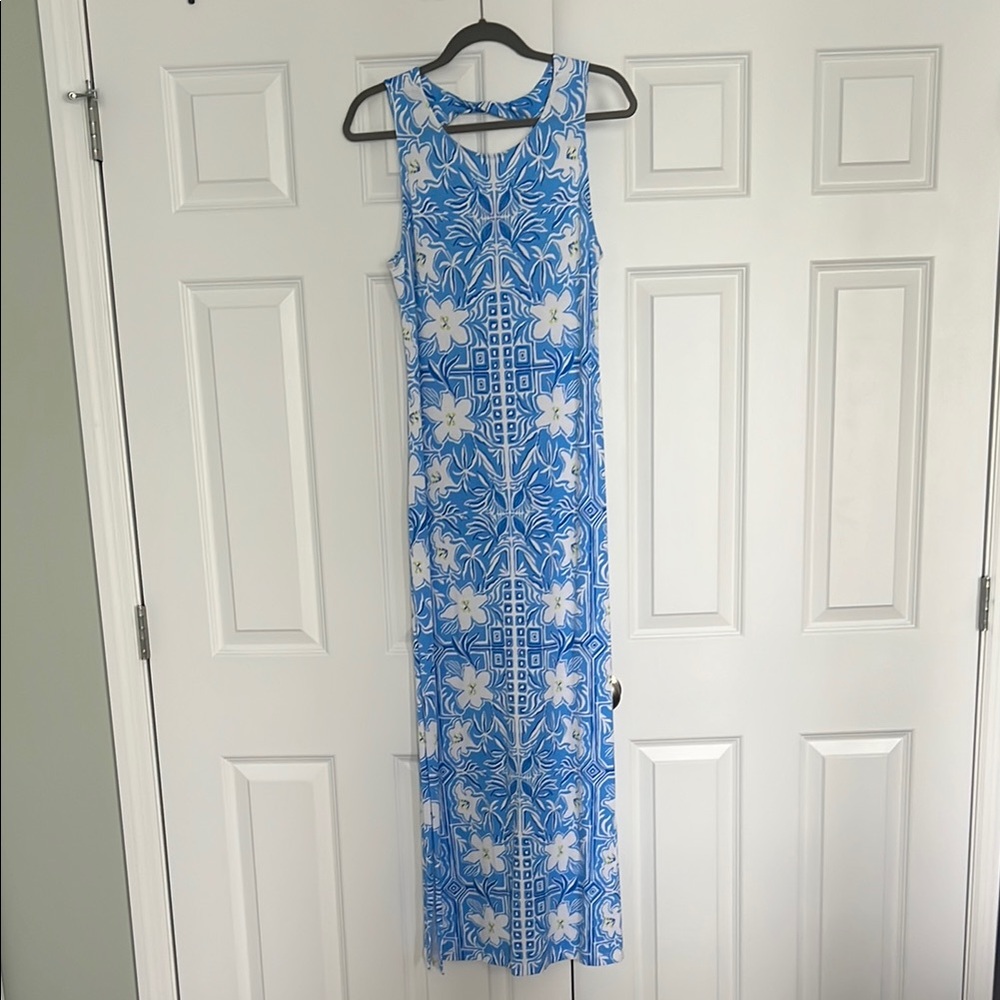 Lilly Pulitzer Blue Floral Sleeveless Maxi Dress
